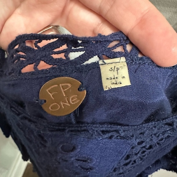 Free People Priscilla Navy Crochet Mini Dress sz S - Picture 5 of 10